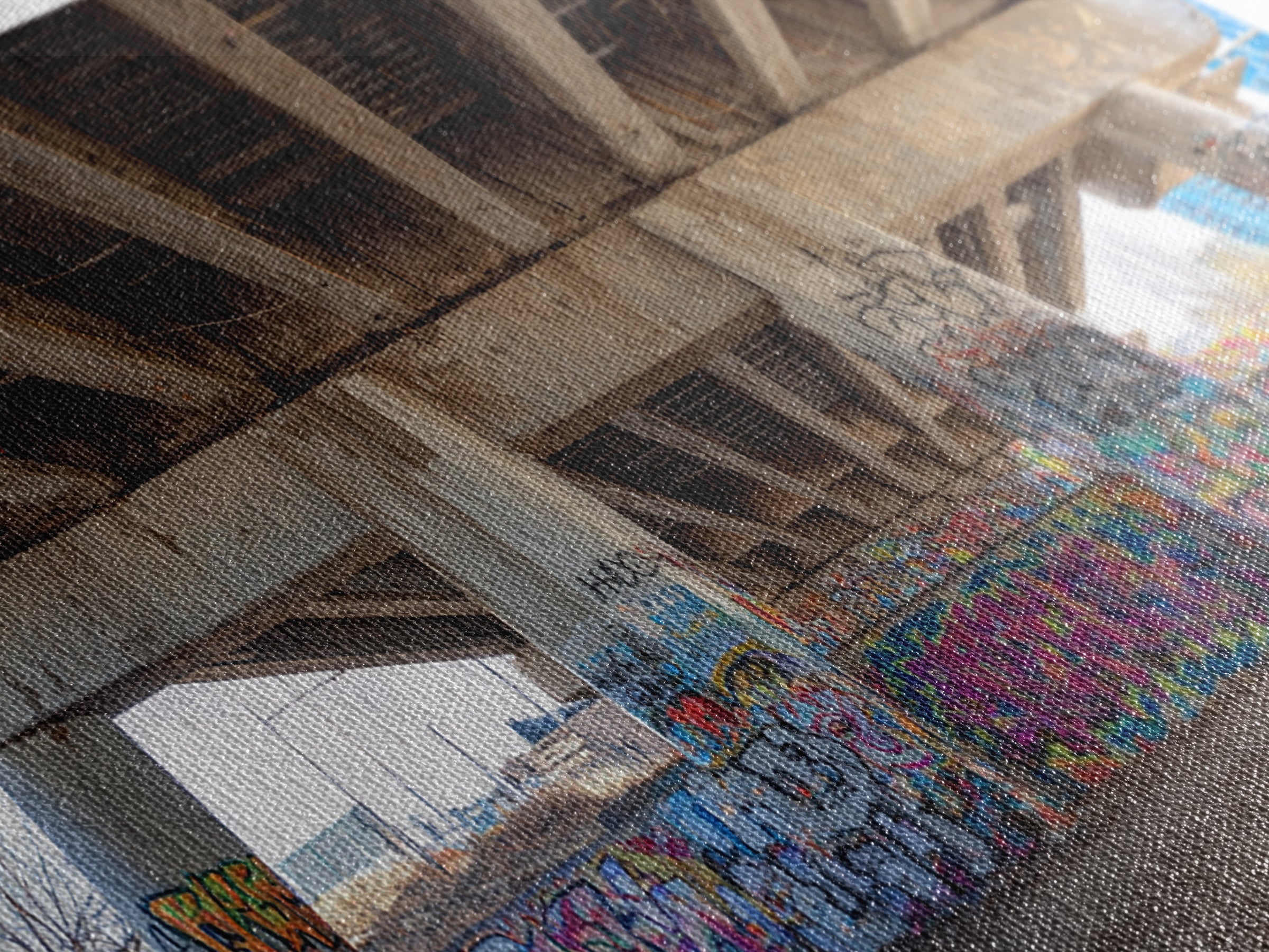 Colorful Graffiti Under Urban Bridge Wall Art, Street Art Photography Print, Modern Office Decor, Industrial City Poster