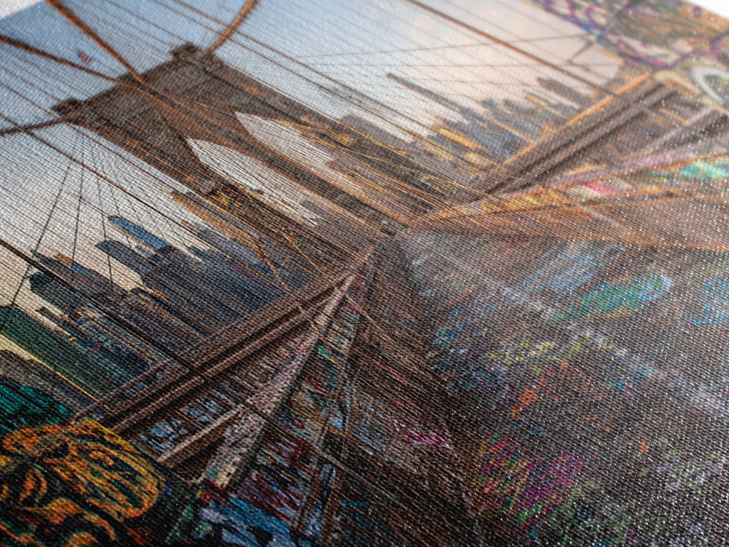 Brooklyn Bridge Graffiti Wall Art, New York City Canvas Print, Urban Street Art Decor, Industrial Loft Travel Poster Print