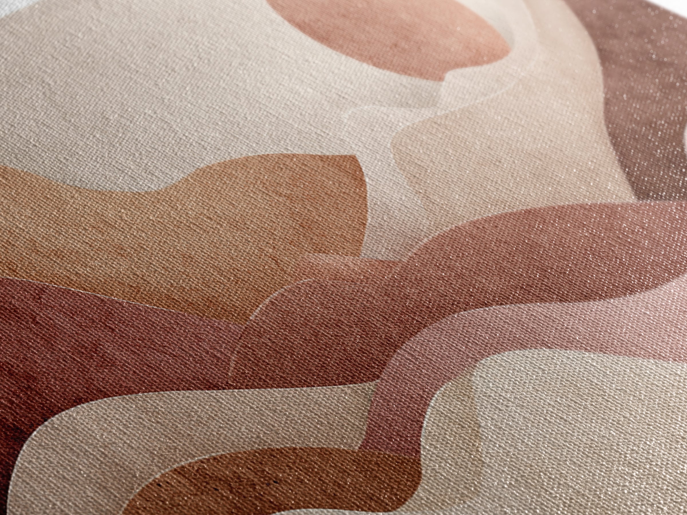 Mauve Terracotta Abstract Mountain Sun Wall Art, Wavy Desert Landscape Canvas Print, Neutral Boho Decor, Large Above Bed Art