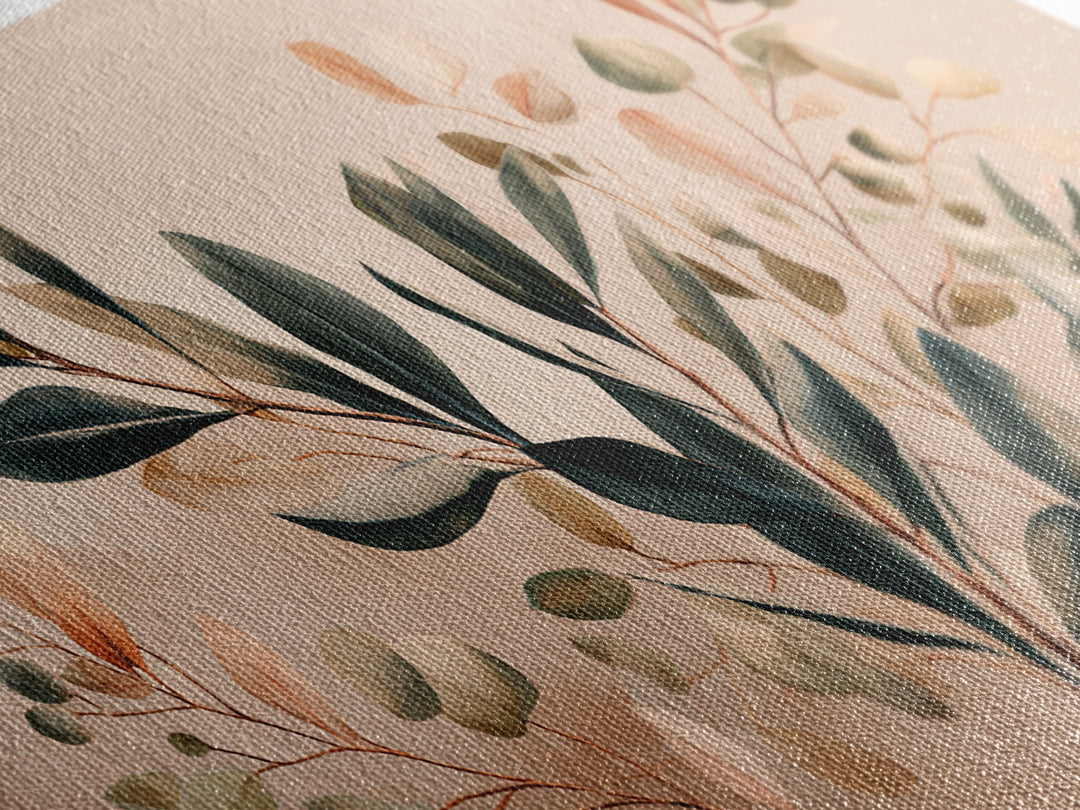 Blush Olive Branch Botanical Wall Art, Sage Green Leaves, Neutral Boho Home Decor, Living Room Wall Art, Housewarming Gift