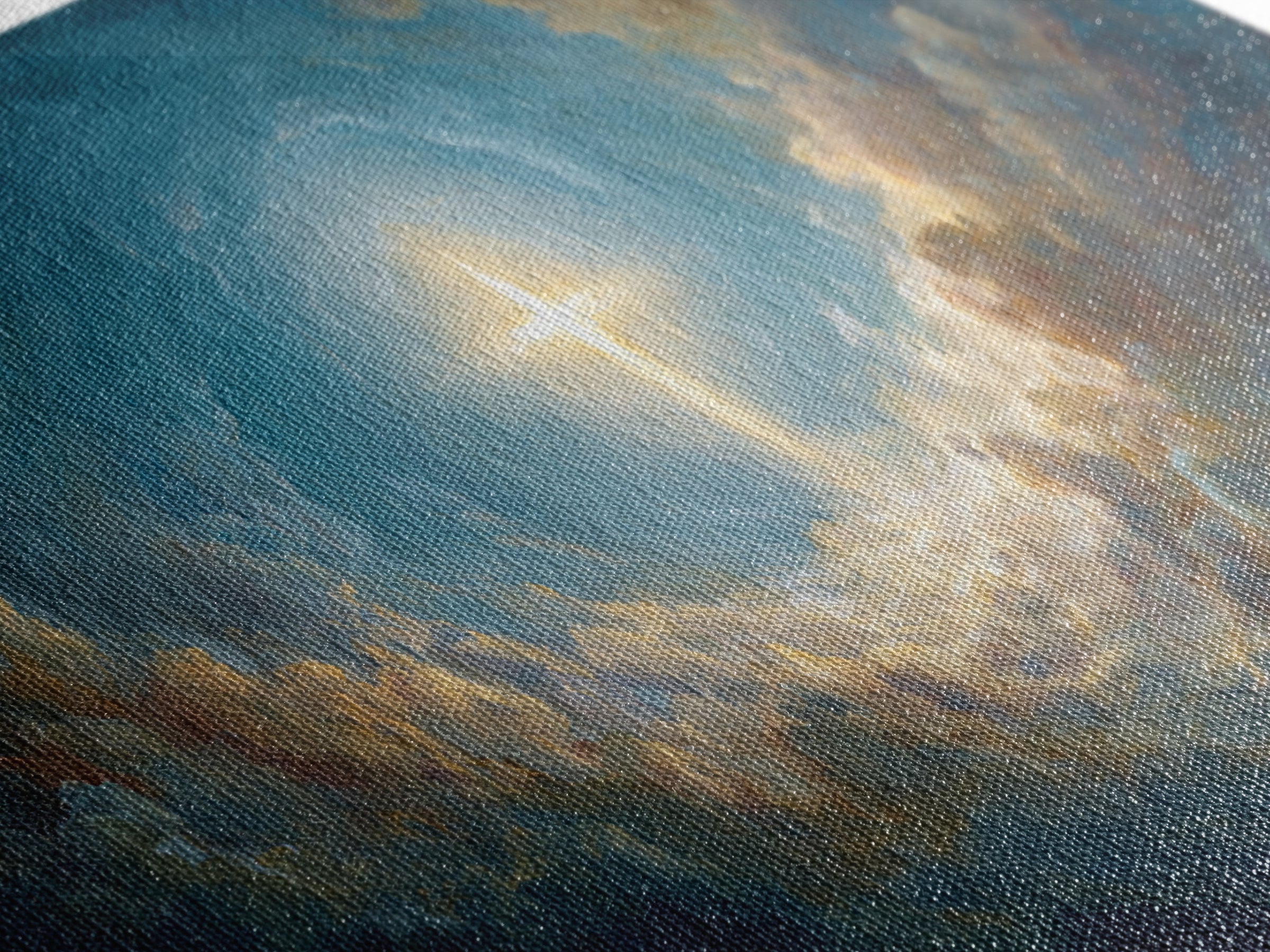 Glowing Cross In Stormy Clouds Wall Art, Christian Canvas Print, Celestial Religious Decor, Inspirational Gift For Home Decor