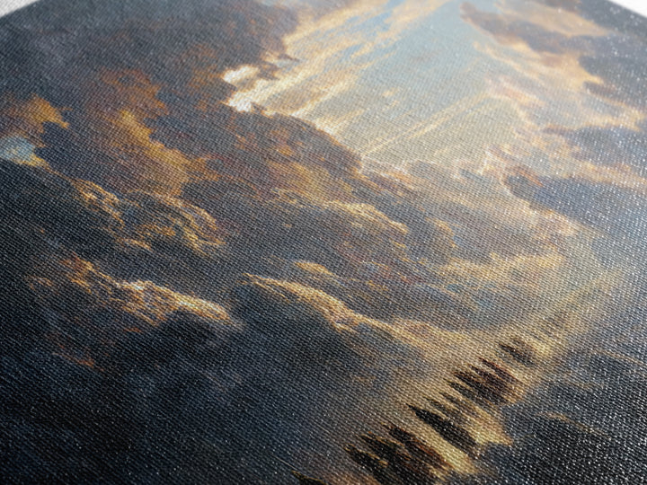 Celestial Riders In Storm Clouds Wall Art, Epic Fantasy Sky Painting, Dramatic Landscape Canvas, Mythological Decor For Office