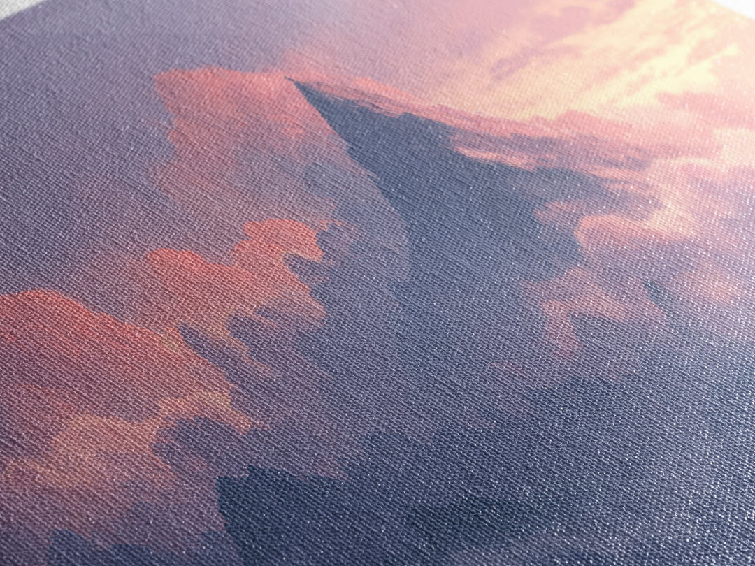 Pink Cloud Mountain Summit Canvas Print, Fantasy Landscape Wall Art, Nature Wall Decor, Adventure Art, Calming Bedroom Decor