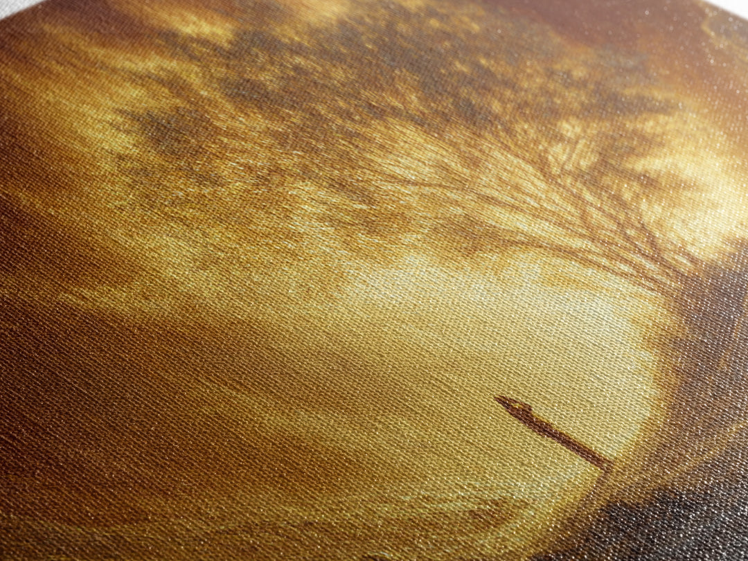 Glowing Golden Tree At Sunrise Canvas Print, Spiritual Landscape Wall Art, Warm Earth Tone Decor, Inspirational Gift For Home