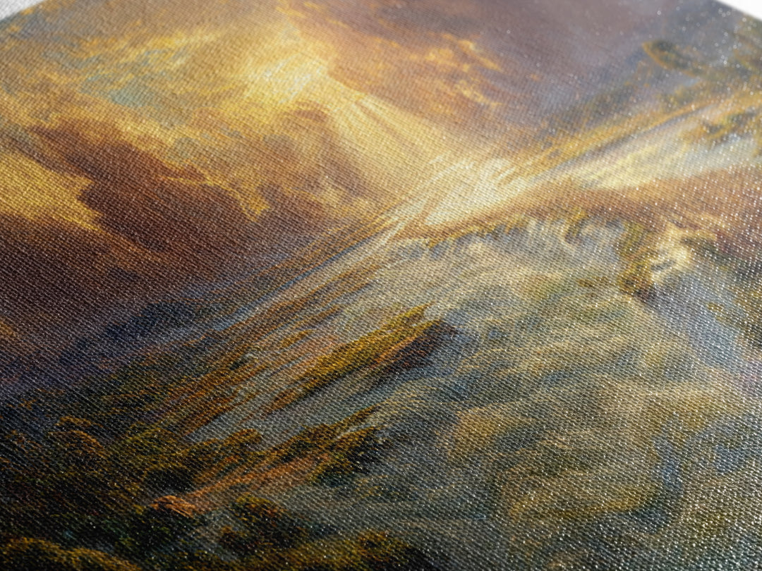 Exodus River Crossing Canvas Print, Golden Biblical Landscape Painting, Christian Wall Decor, Housewarming Gift For Living Room