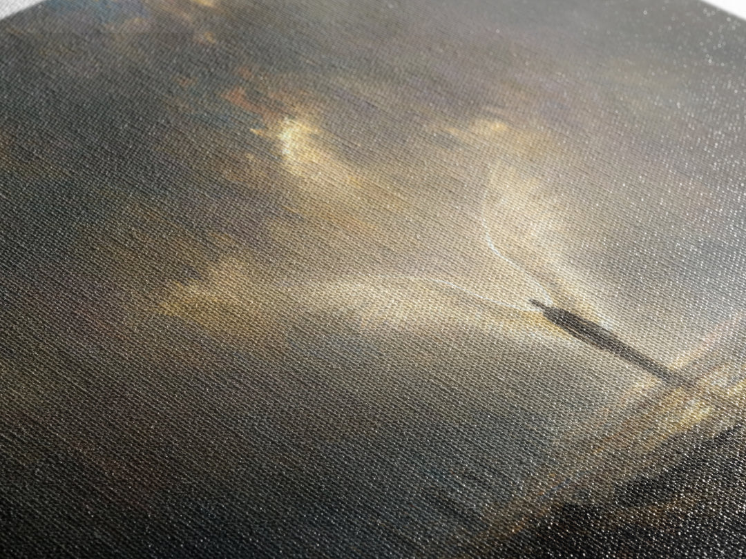 Radiant Angel In Storm Wall Art, Dark Fantasy Spiritual Canvas Print, Moody Religious Decor For Prayer Room And Bedroom Decor