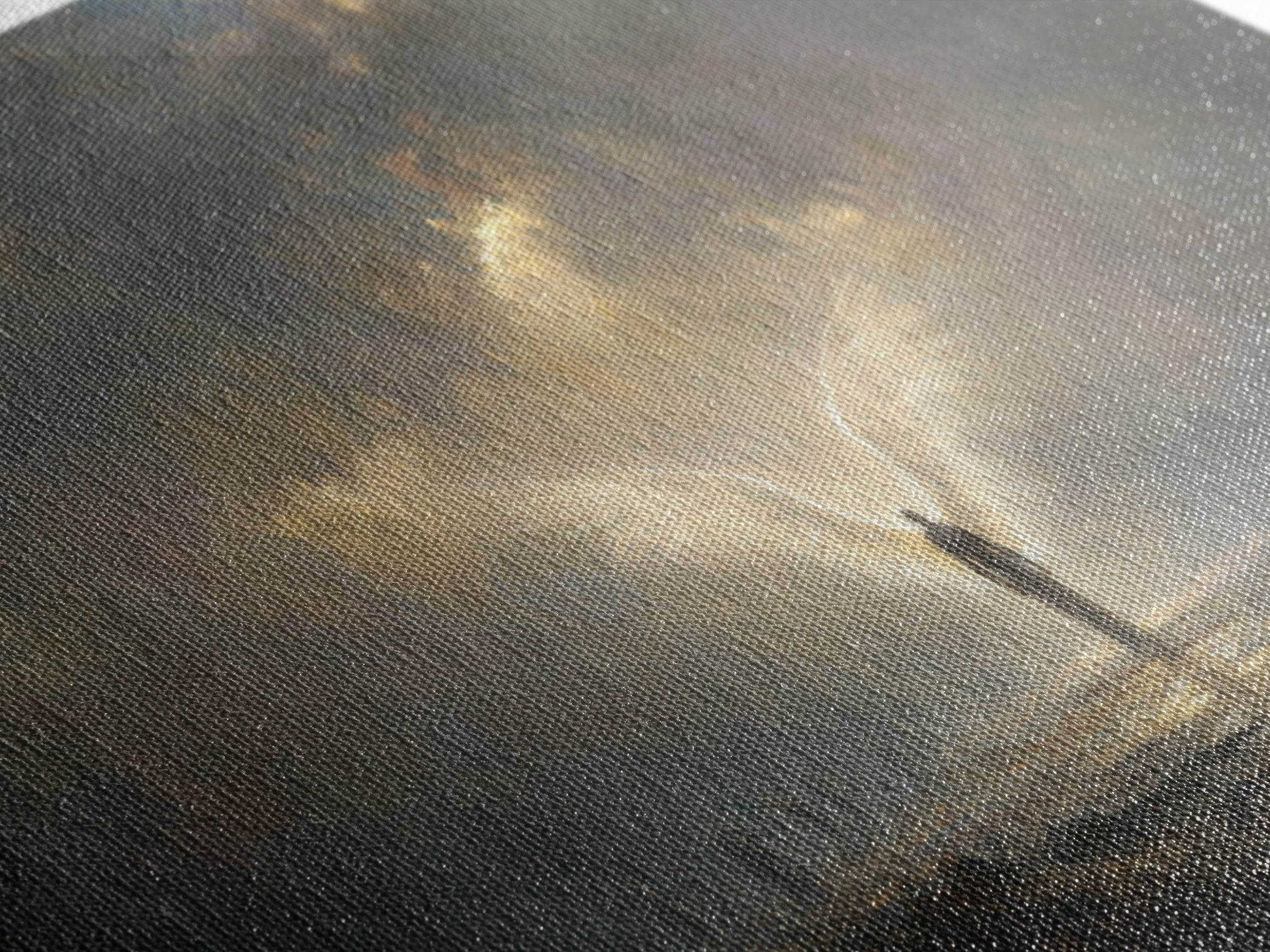 Radiant Angel In Storm Wall Art, Dark Fantasy Spiritual Canvas Print, Moody Religious Decor For Prayer Room And Bedroom Decor