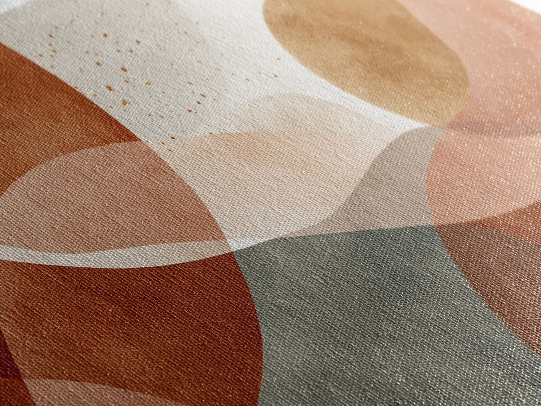 Earth Tone Geometric Abstract Wall Art, Terracotta Circles, Modern Canvas Print, Neutral Living Room Decor, Gallery Wall Art