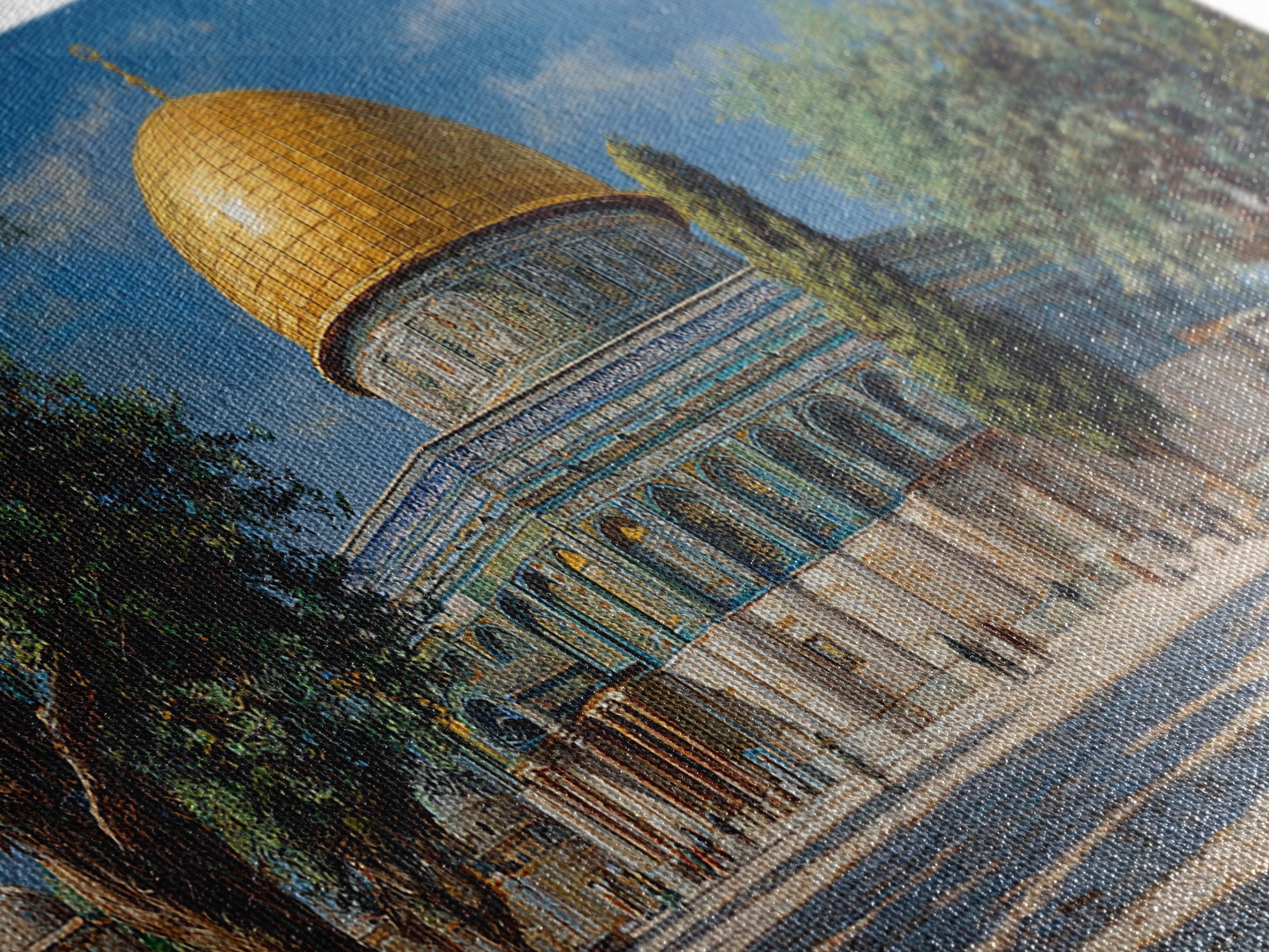 Golden Dome Of The Rock Jerusalem Wall Art, Islamic Architecture Canvas Print, Middle Eastern Decor, Spiritual Travel Poster