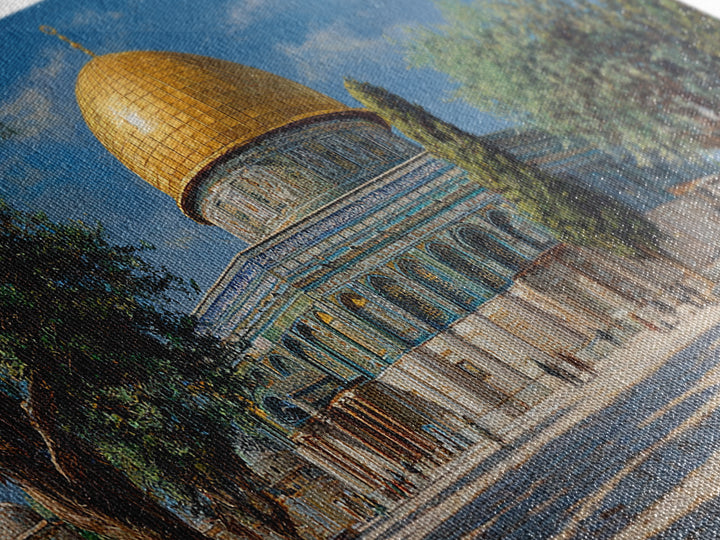 Golden Dome Of The Rock Jerusalem Wall Art, Islamic Architecture Canvas Print, Middle Eastern Decor, Spiritual Travel Poster