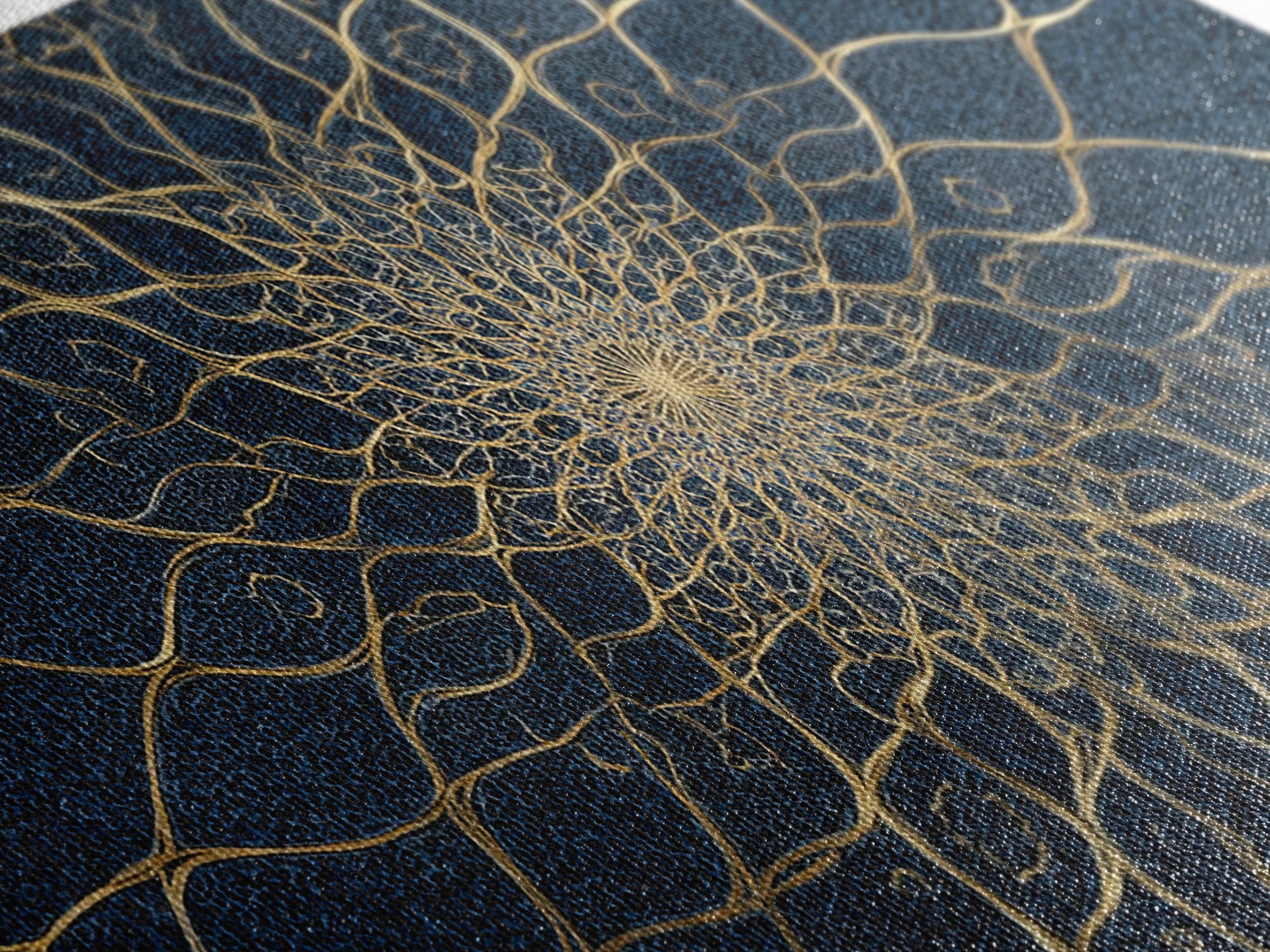 Navy Gold Sacred Geometry Mandala Wall Art, Mystical Spiritual Canvas Wall Art For Meditation Room Decor And Modern Home Decor
