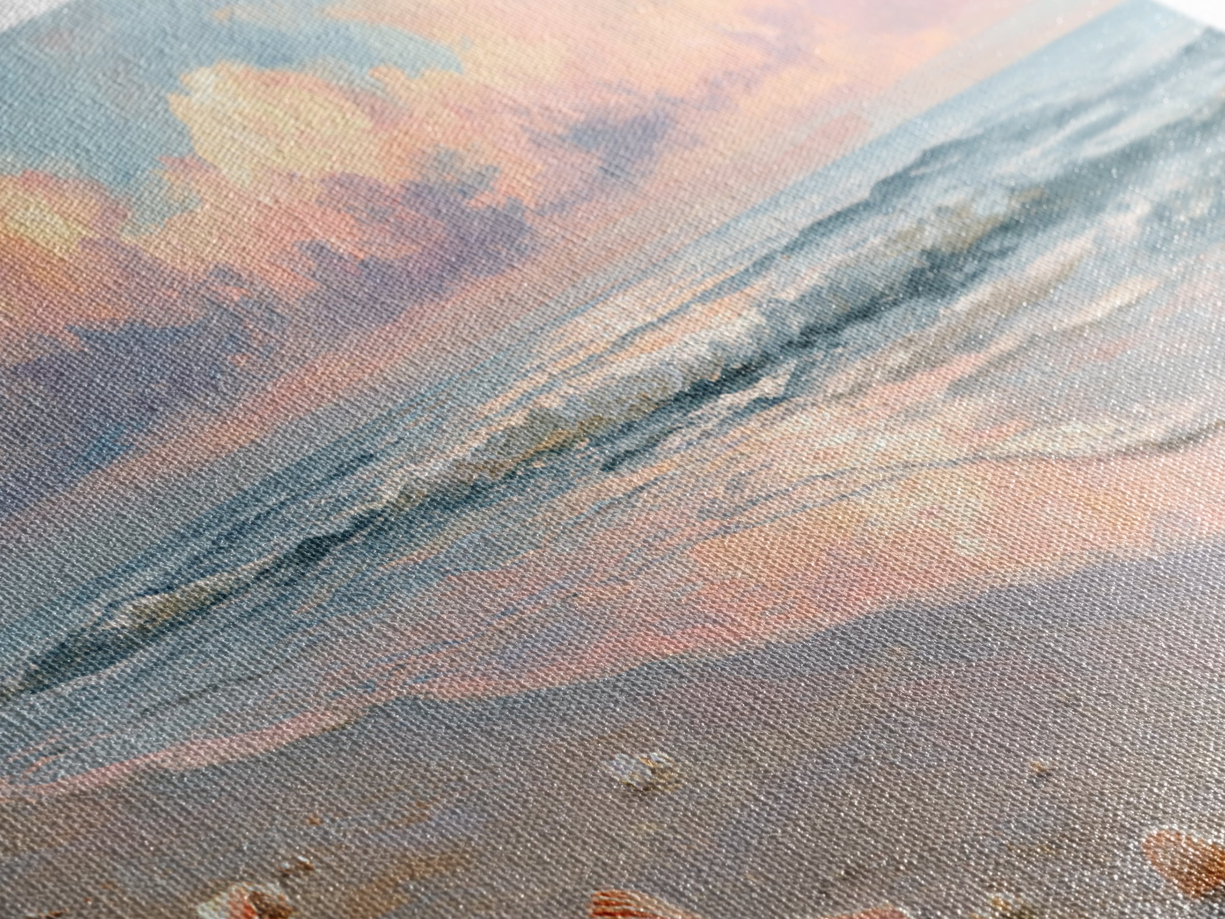 Pastel Ocean Beach Seascape Canvas Print, Coastal Wall Art, Shells And Waves Decor, Beach House Living Room Wall Decor, Gift For Her