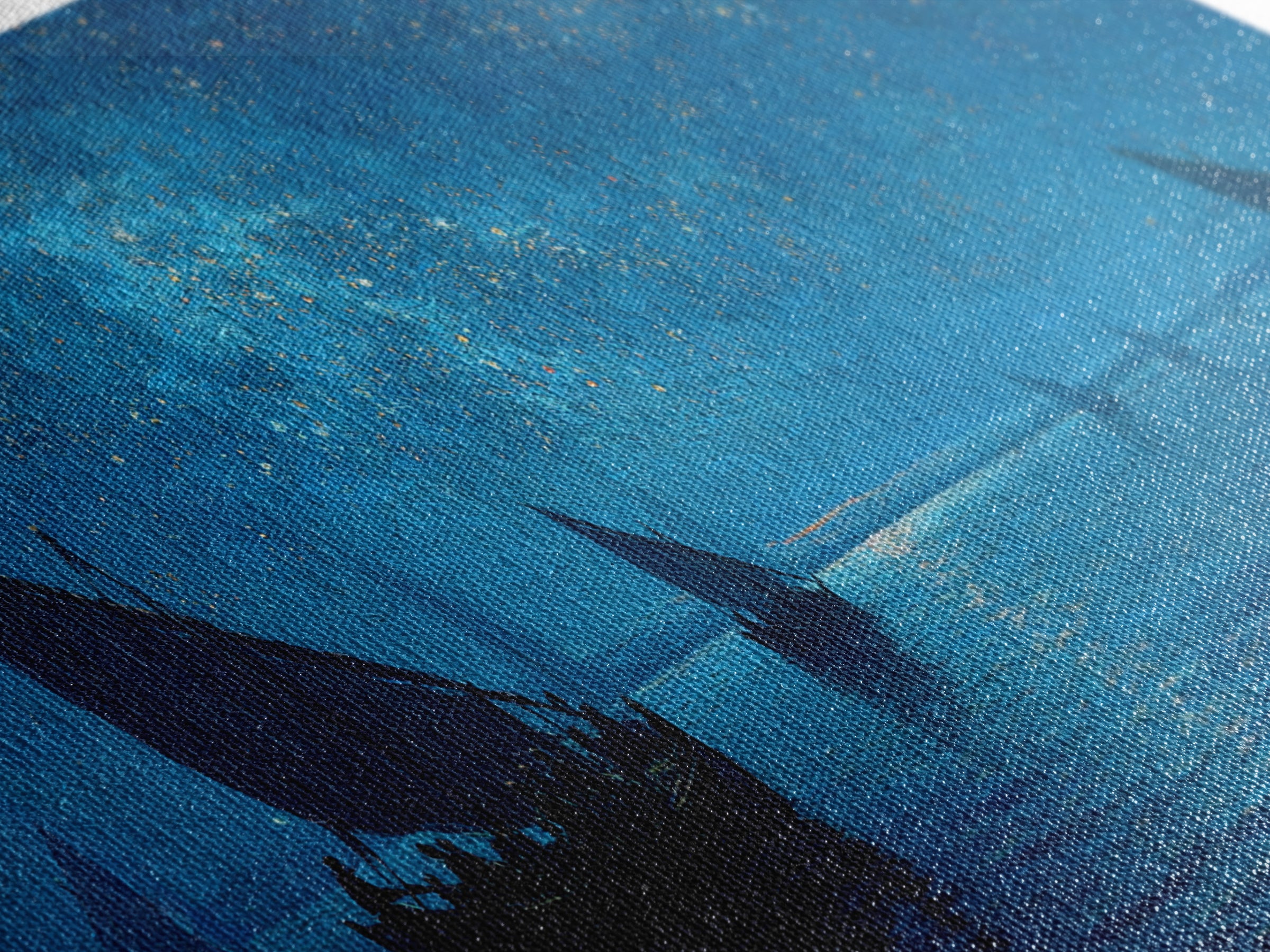 Starry Blue Night Sailboats Canvas Print, Nautical Seascape Wall Art, Coastal Bedroom Decor, Ocean Housewarming Gift For Her