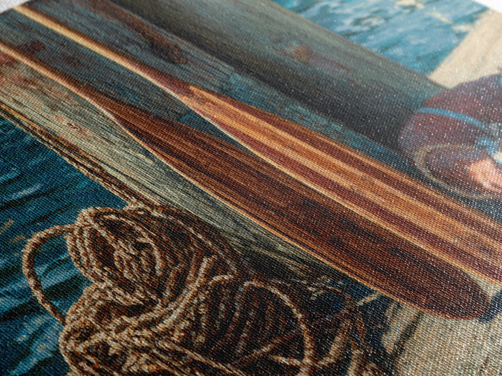 Weathered Dock Oars And Rope Canvas Print, Nautical Wall Art, Coastal Lake House Decor, Beach House Gift For Him, Fine Art Print