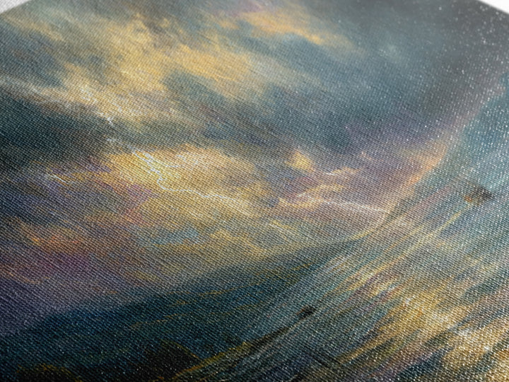 Stormy Ocean Lightning Seascape Canvas Print, Moody Wall Art, Nautical Decor, Coastal Landscape, Large Living Room Art Print