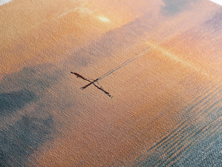 Minimal Paddleboarder On Misty Sunrise Lake Canvas Print, Calming Wall Art, Coastal Decor, Minimalist Landscape Art, Bedroom Decor