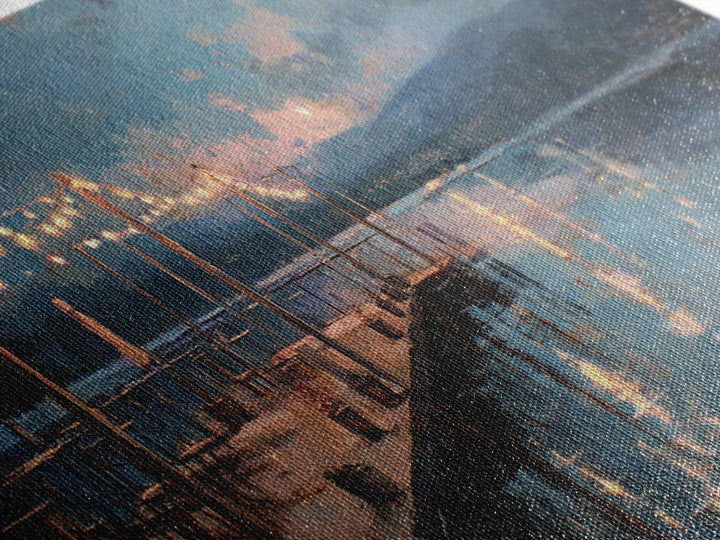 Moonlit Dock With String Lights Framed Canvas Print, Moody Lake Wall Art, Coastal Wall Decor, Rustic Cabin Home Decor, Office Decor