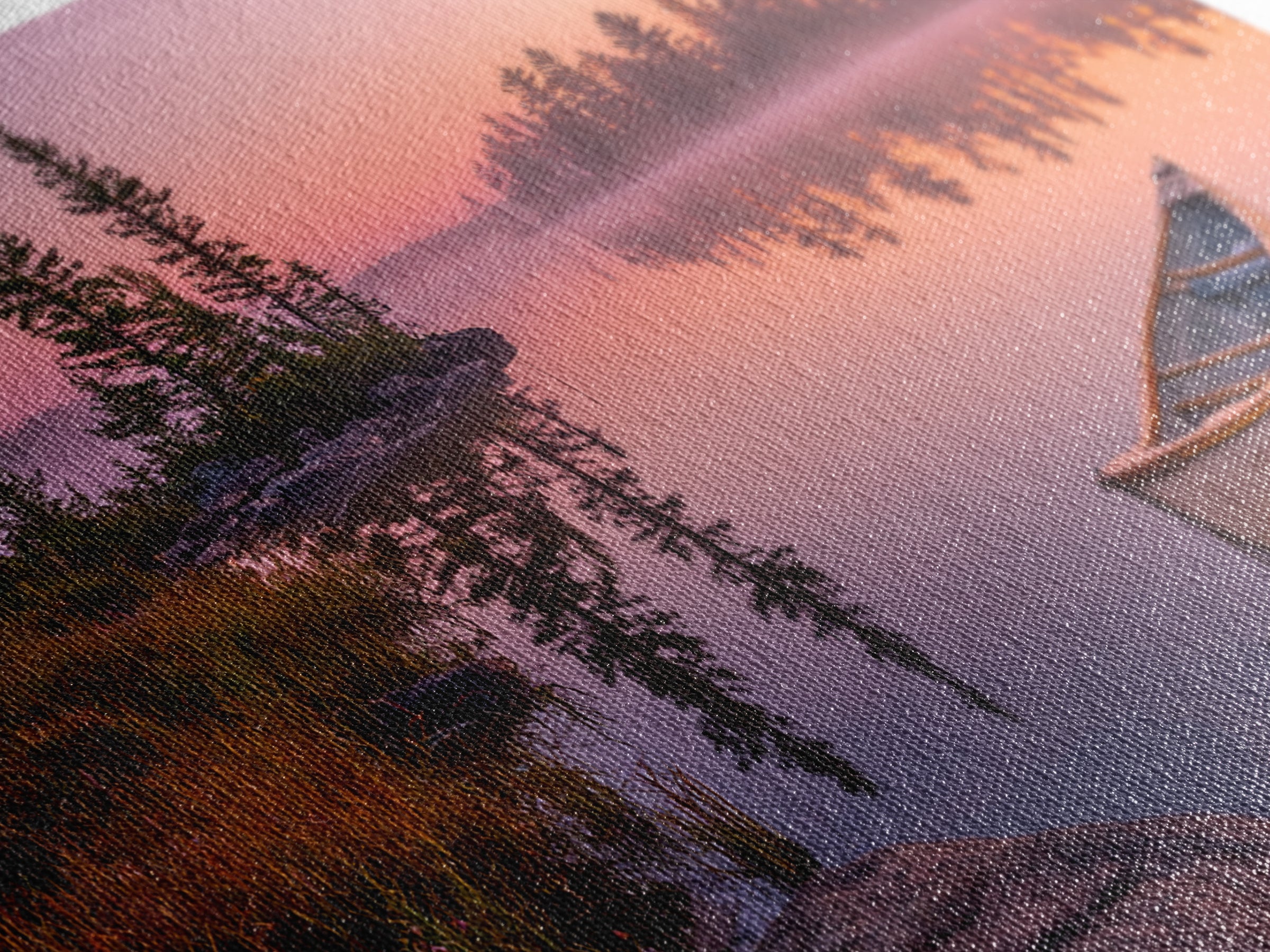 Peaceful Canoe On Misty Calm Lake At Sunrise Nature Wall Art Canvas Print For Tranquil Home Decor