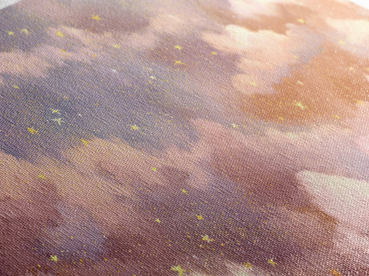 Pastel Celestial Clouds And Gold Stars Canvas Print, Dreamy Nursery Wall Art, Whimsical Decor, Bedroom Wall Decor, Gift For Her