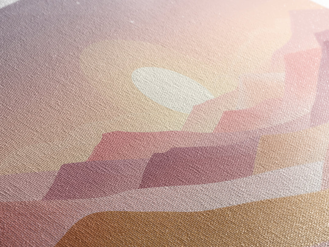 Pastel Layered Mountain Sunrise Wall Art, Minimalist Landscape, Pink Boho Decor, Nursery Art Print, Modern Home Decor Gift