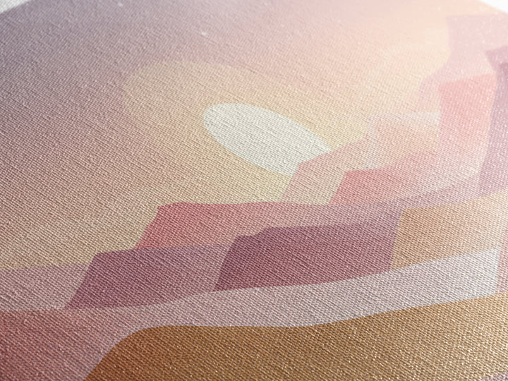 Pastel Layered Mountain Sunrise Wall Art, Minimalist Landscape, Pink Boho Decor, Nursery Art Print, Modern Home Decor Gift