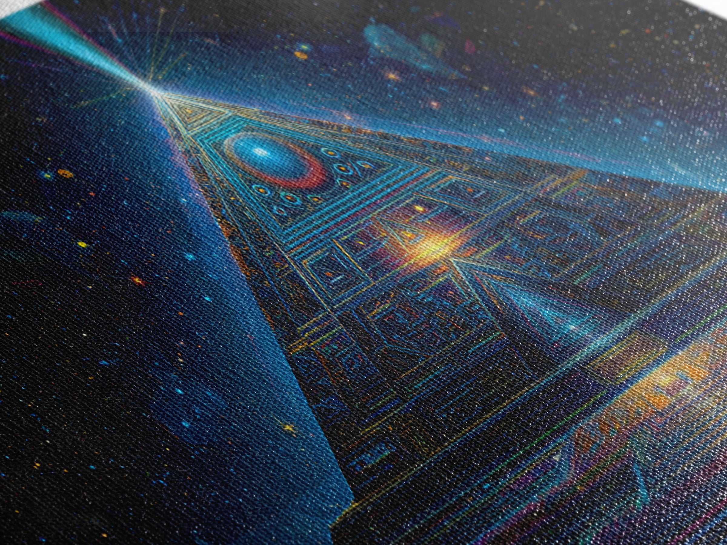 Mystical Futuristic Pyramid Digital Art Print Canvas Print Wall Art Modern Sci Fi Decor Inspirational Artwork