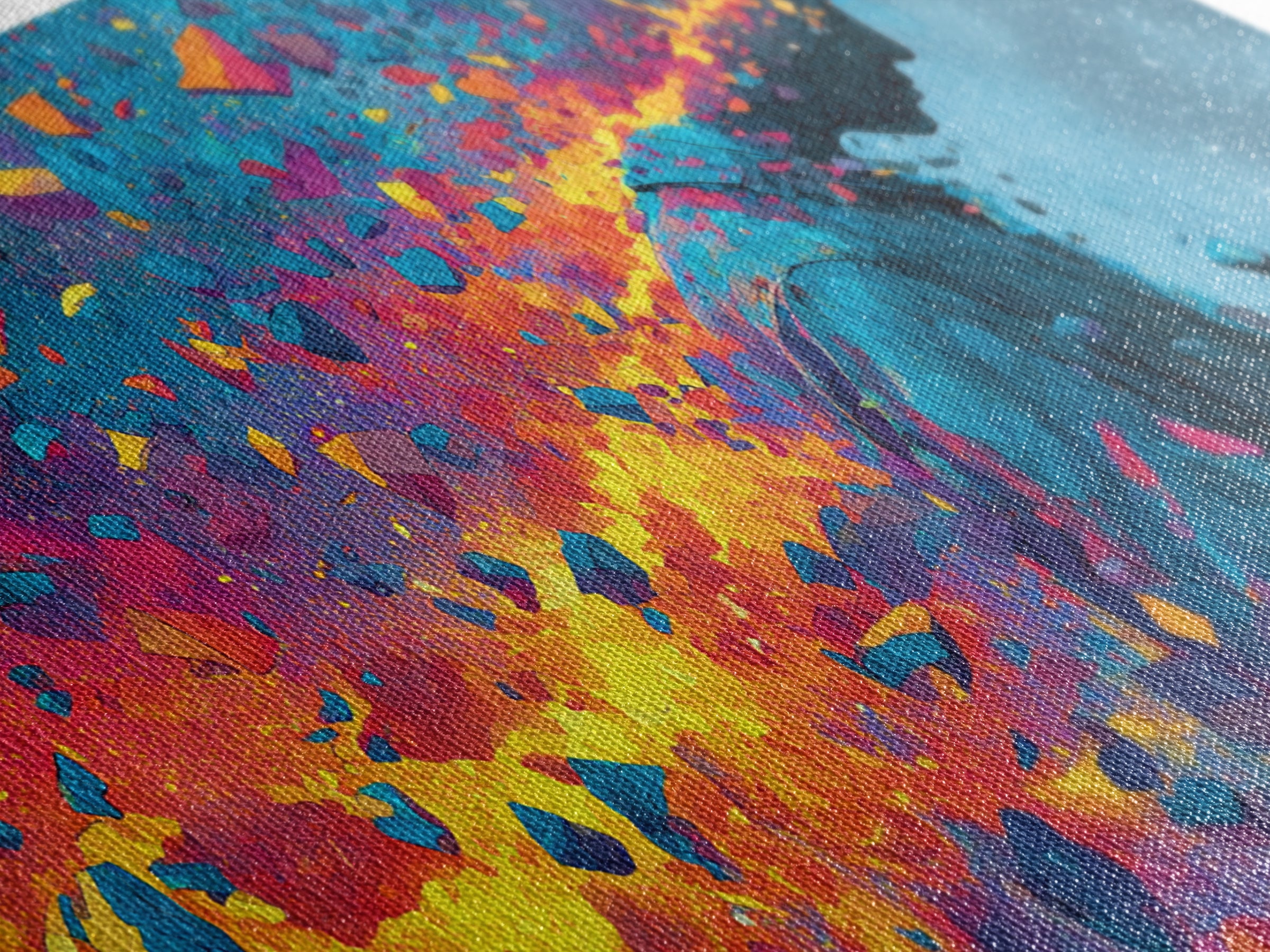 Vibrant Shattered Abstract Portrait With Exploding Colorful Pieces Contemporary Canvas Print