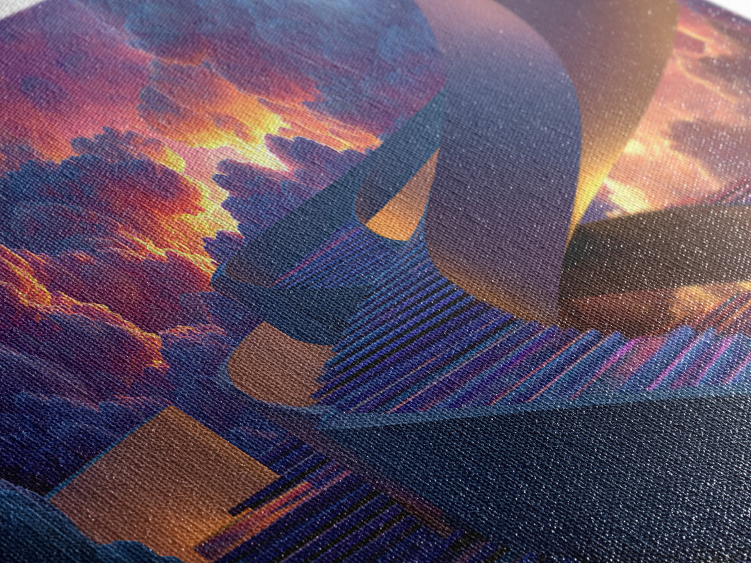 Futuristic Surreal Staircase In Colorful Clouds Digital Art Dreamscape Canvas Print