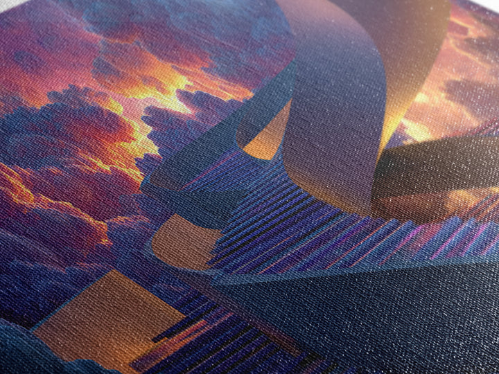 Futuristic Surreal Staircase In Colorful Clouds Digital Art Dreamscape Canvas Print
