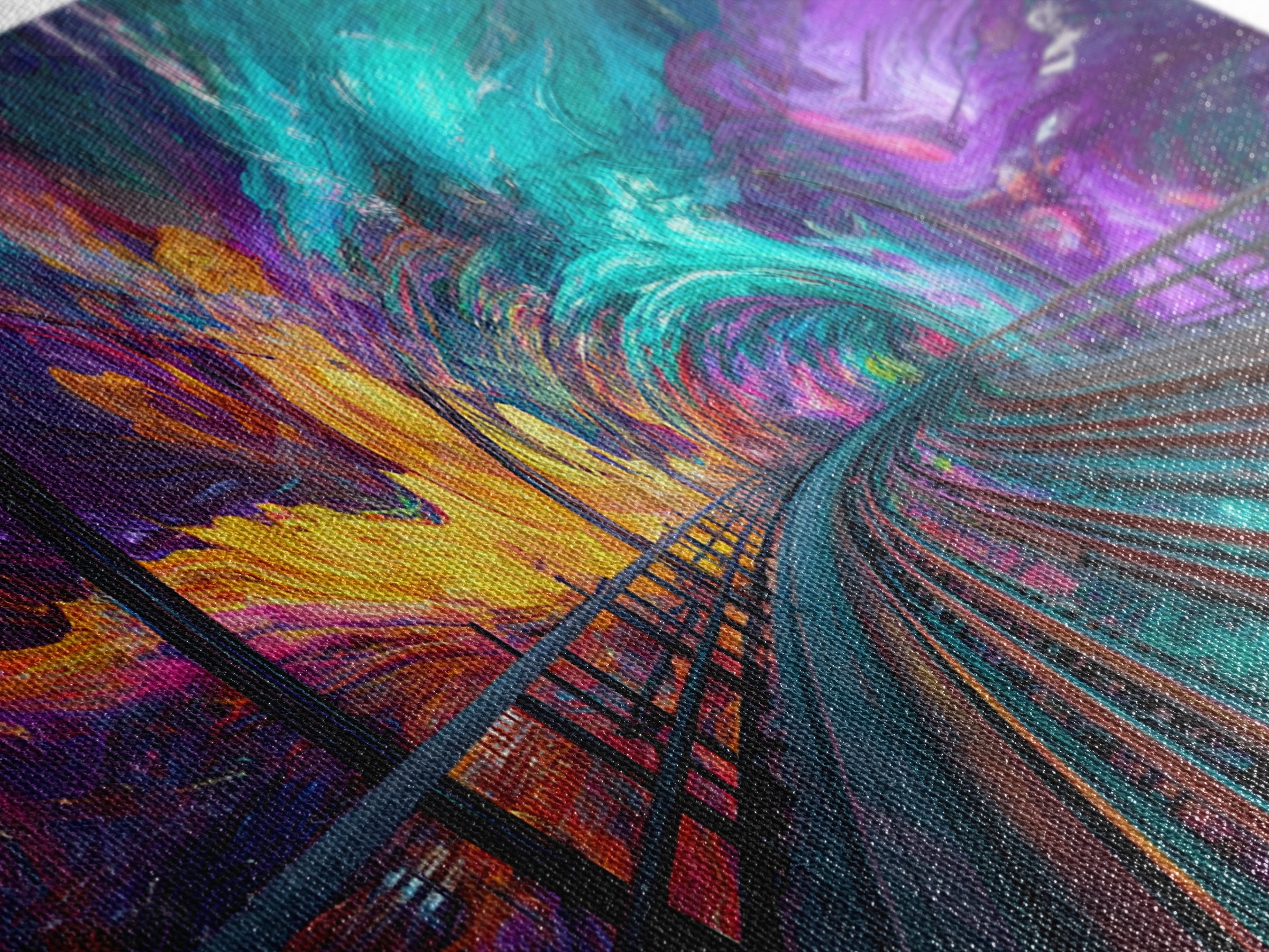 Vivid Abstract Colorful Tunnel With Paint Swirls And Rainbow Hues Canvas Print Modern Wall Art Framed Home Decor