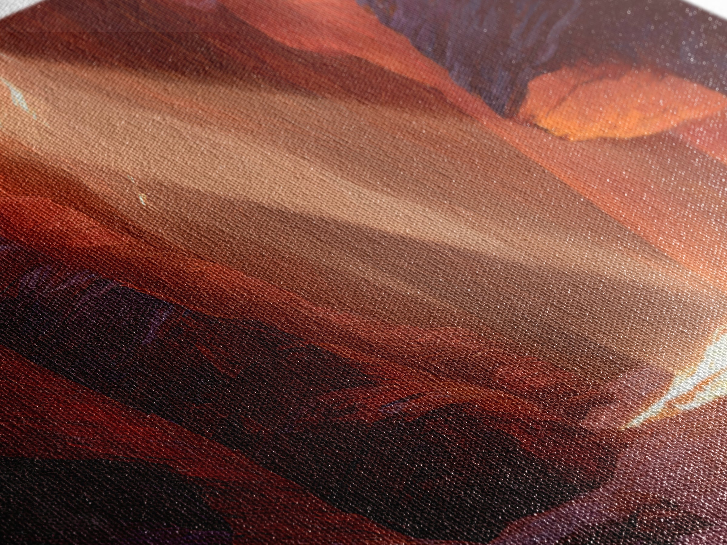 Red Rock Canyon Landscape With Warm Sunlight Rays Painting Wall Art Large Canvas Print Southwest Home Decor Rustic Wall Decor
