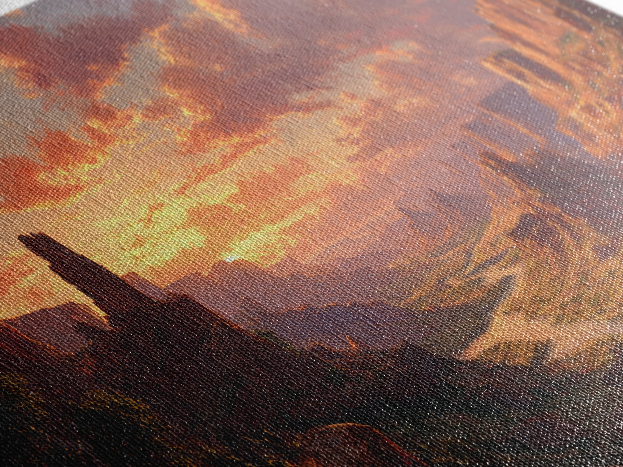 Sunset Over Monumental Canyon With Orange Glow In Dramatic Sky Large Wall Art Original Landscape Canvas Print