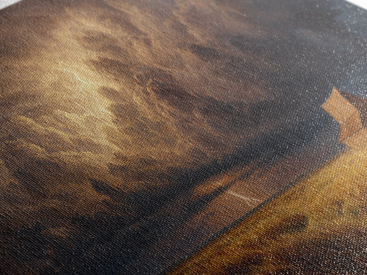 Dramatic Prairie Storm With Lightning Over Barn Large Wall Art Oil Painting Canvas Print Rustic Decor