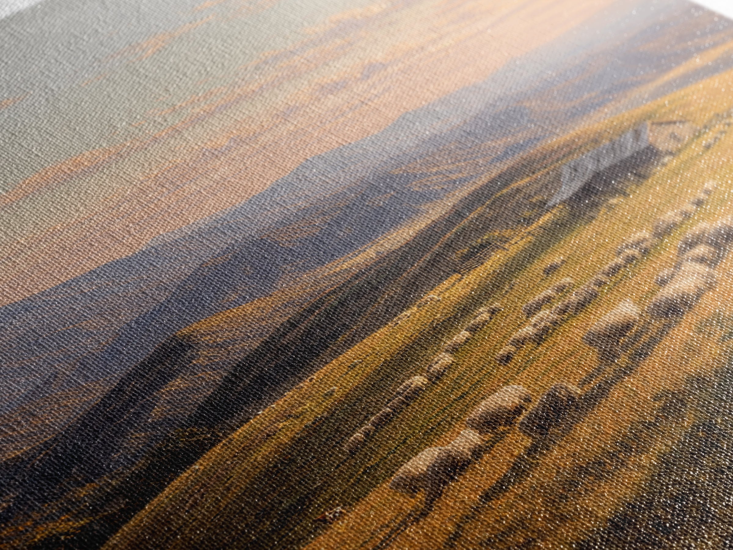 Golden Pastoral Sheep Field Landscape Wall Art Canvas Print Large Rustic Home Decor Countryside Painting Original Art