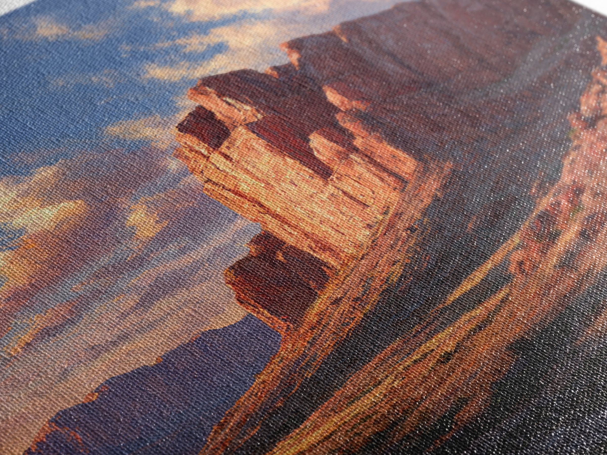 Sunset Over Rugged Canyon Mountain Landscape Contemporary Oil Painting Canvas Print For Modern Wall Art Nature Home Decor