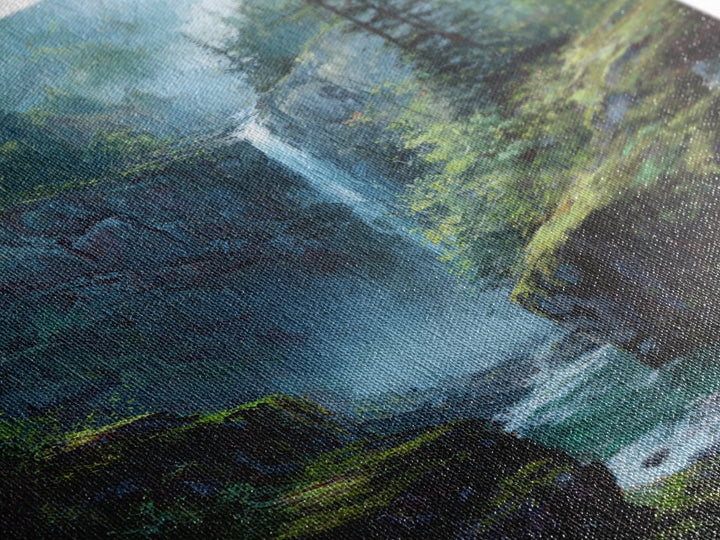 Beautiful Waterfall In Lush Forest Canvas Print, Serene Landscape Wall Art, Nature Inspired Modern Home Decor