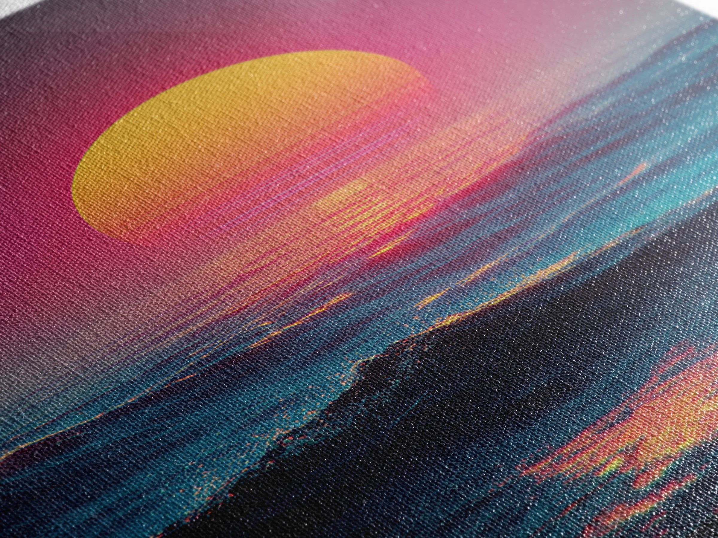 Vibrant Sunset Over Ocean With Pink And Yellow Sun Reflection Canvas Print For Modern Coastal Wall Art Decor