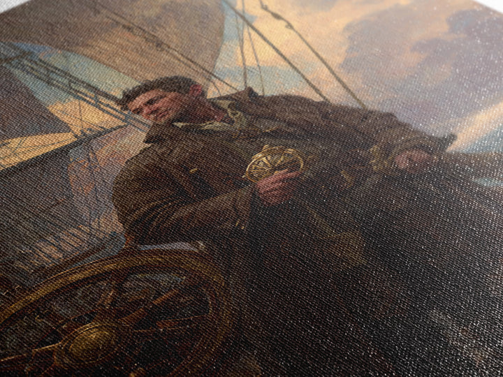 Brave Sailor On Tall Ship Canvas Print, Nautical Wall Art, Ocean Seascape Painting, Masculine Home Office Decor Gift For Him