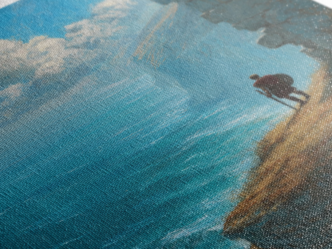 Epic Coastal Cliffside Warrior Painting Wall Art Canvas Print Dramatic Ocean View With Ancient Soldier For Home Decor