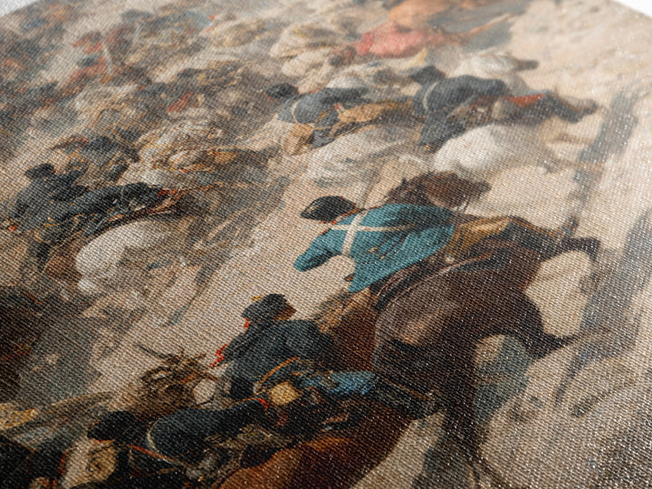 Chaotic Cavalry Battle Scene Wall Art, Historical Canvas Print, War Painting Decor, Equestrian Art, Masculine Office Gift