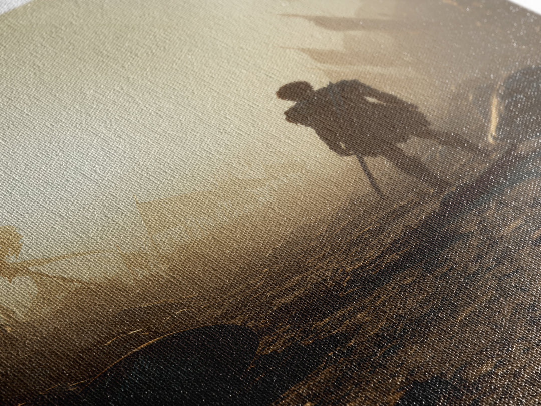 Lone Ancient Warrior In Sunlit Battlefield Canvas Print, Epic Fantasy Wall Art, Greek Battle Decor, Masculine Office Art