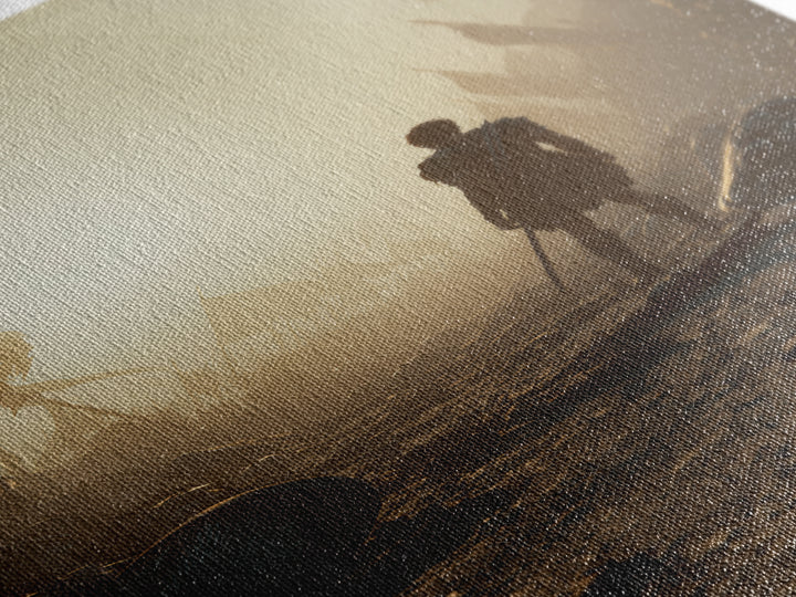 Lone Ancient Warrior In Sunlit Battlefield Canvas Print, Epic Fantasy Wall Art, Greek Battle Decor, Masculine Office Art