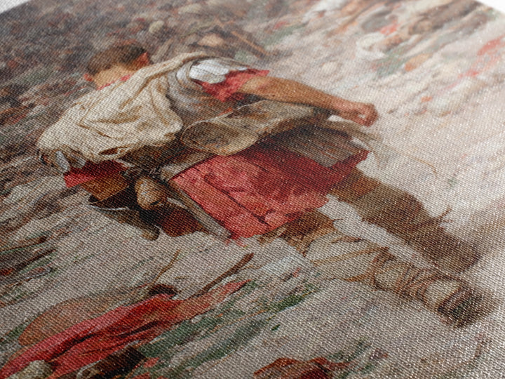 Historic Roman Soldier Amidst Battle Aftermath Detailed Painting Wall Art Canvas Print For History Buffs And Home Decor