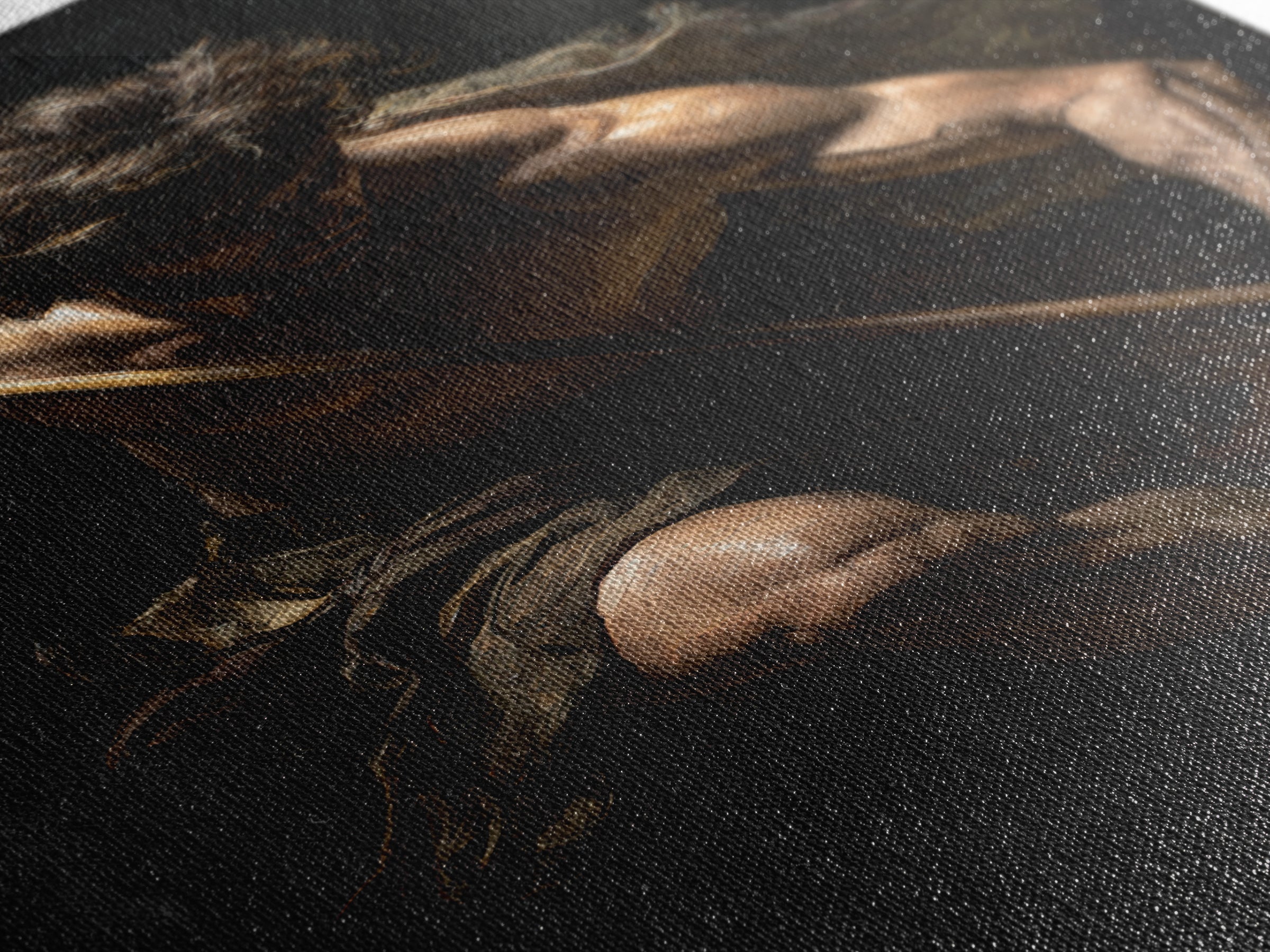 Classical Spear Warrior In Shadow Framed Canvas Print, Mythological Wall Art, Dark Academia Decor, Masculine Fine Art Print