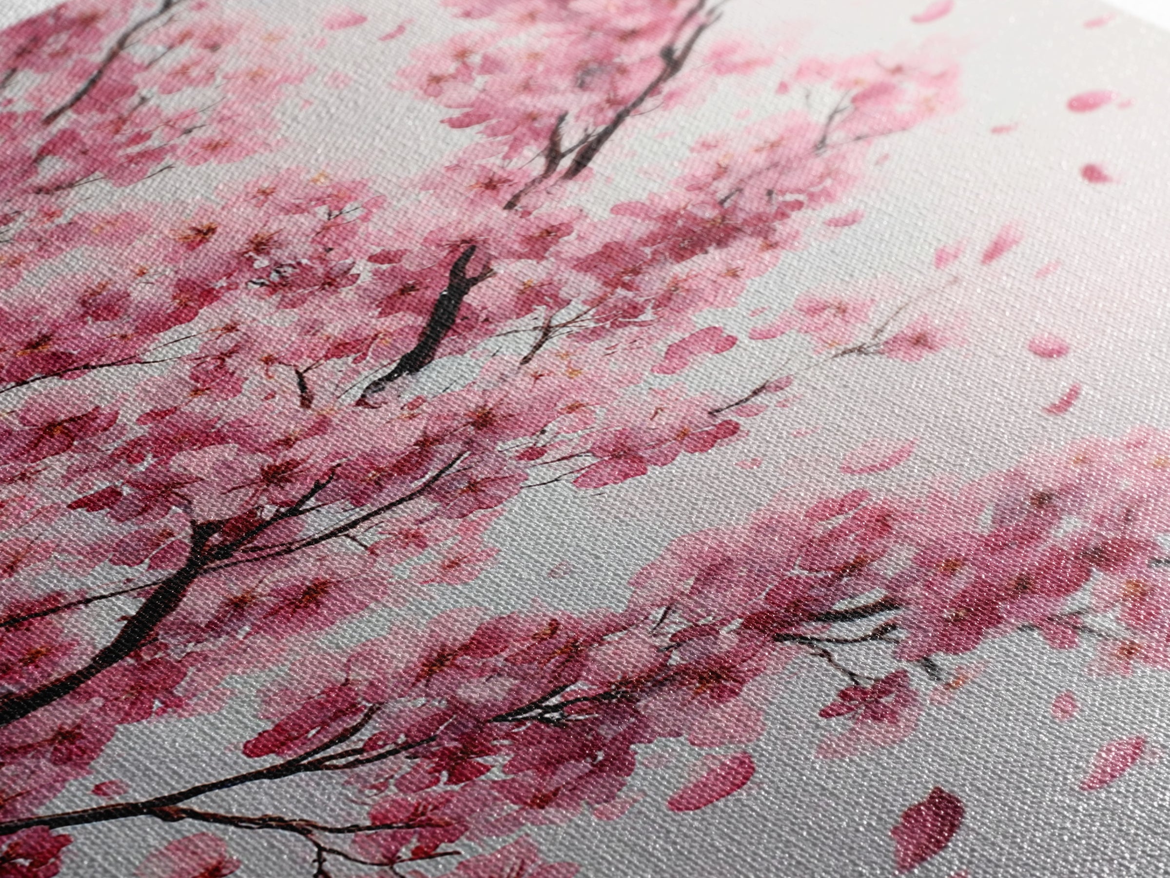 Pink Cherry Blossom Branches Canvas Print, Japanese Wall Art, Botanical Wall Decor, Spring Bedroom Decor, Feminine Gift For Her