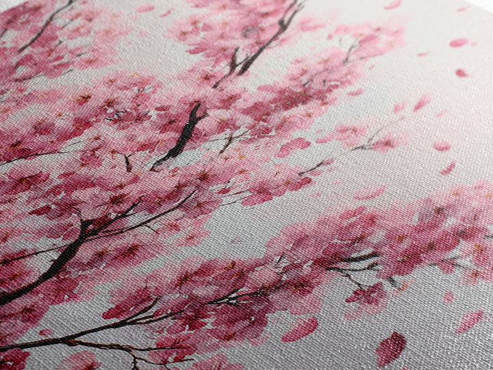Pink Cherry Blossom Branches Canvas Print, Japanese Wall Art, Botanical Wall Decor, Spring Bedroom Decor, Feminine Gift For Her