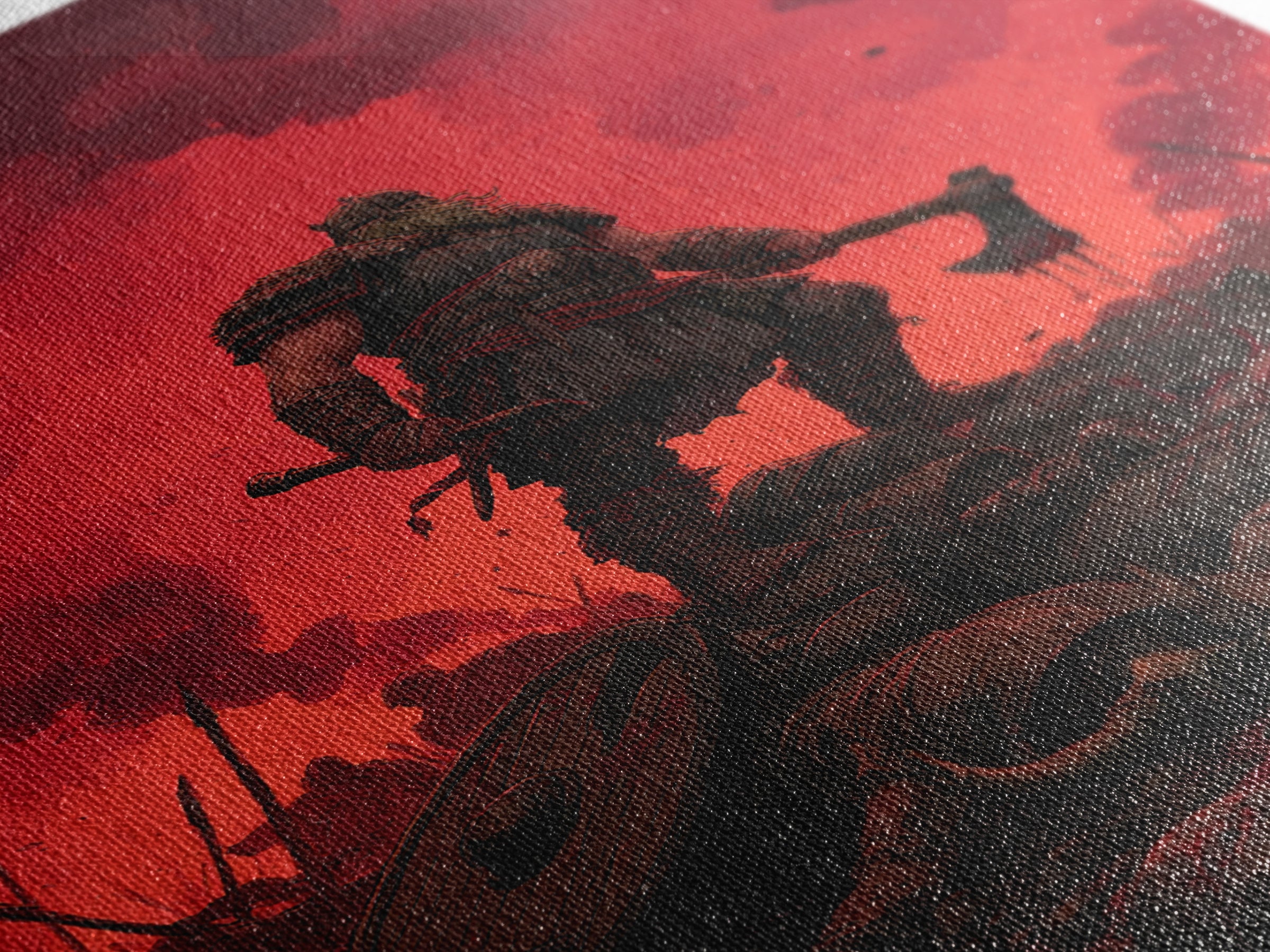 Red Sky Viking Warlord Wall Art, Dark Fantasy Art, Norse Warrior Poster, Gothic Canvas Print, Masculine Game Room Decor Gift