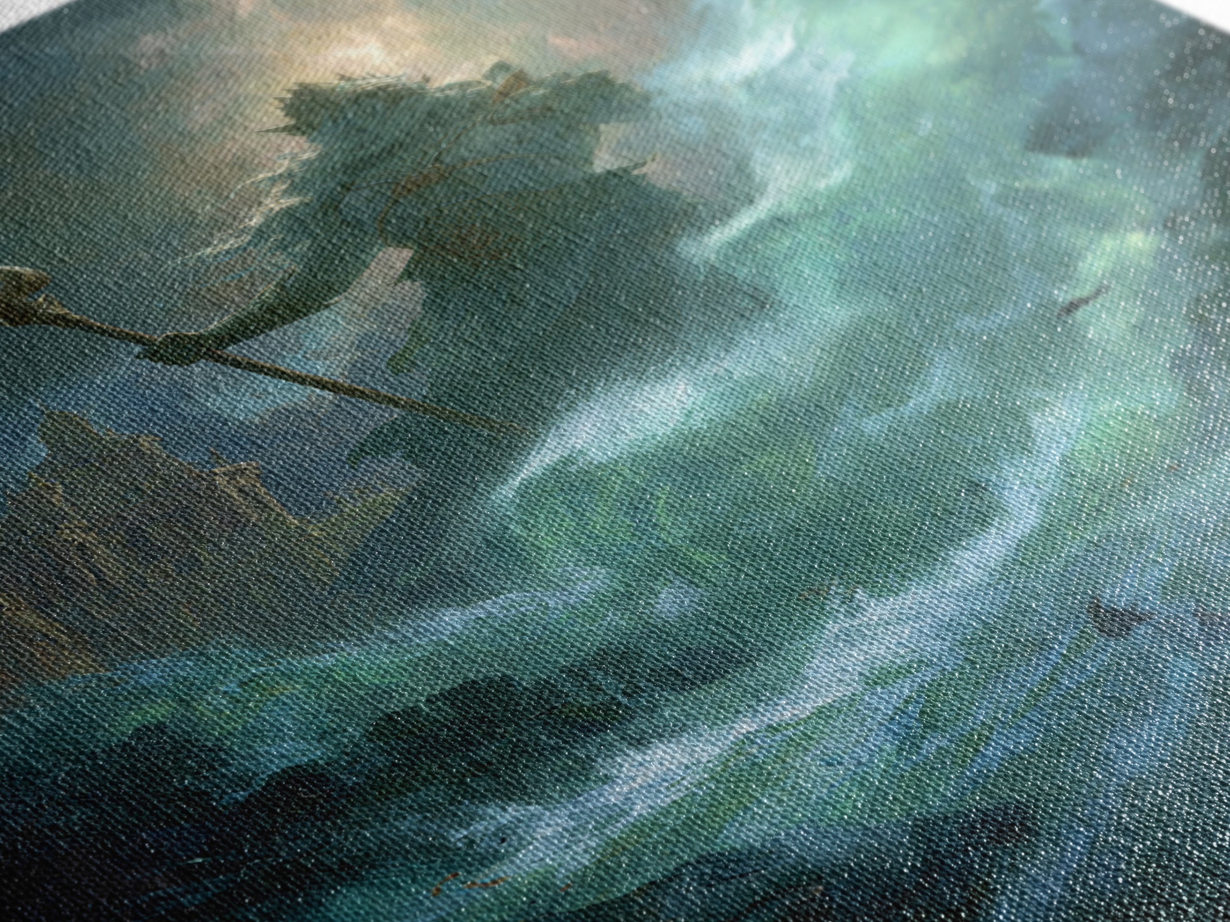 Colossal Sea God With Trident Canvas Print, Mythological Ocean Wall Art, Fantasy Seascape Decor, Dramatic Coastal Gift For Him