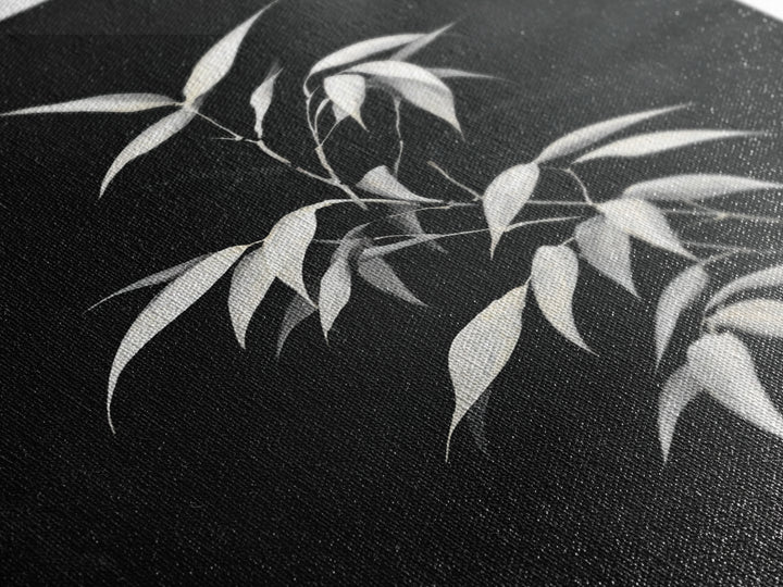 Elegant Minimalist Bamboo Plant Black And White Canvas Print, Zen Botanical Wall Art, Contemporary Home Decor
