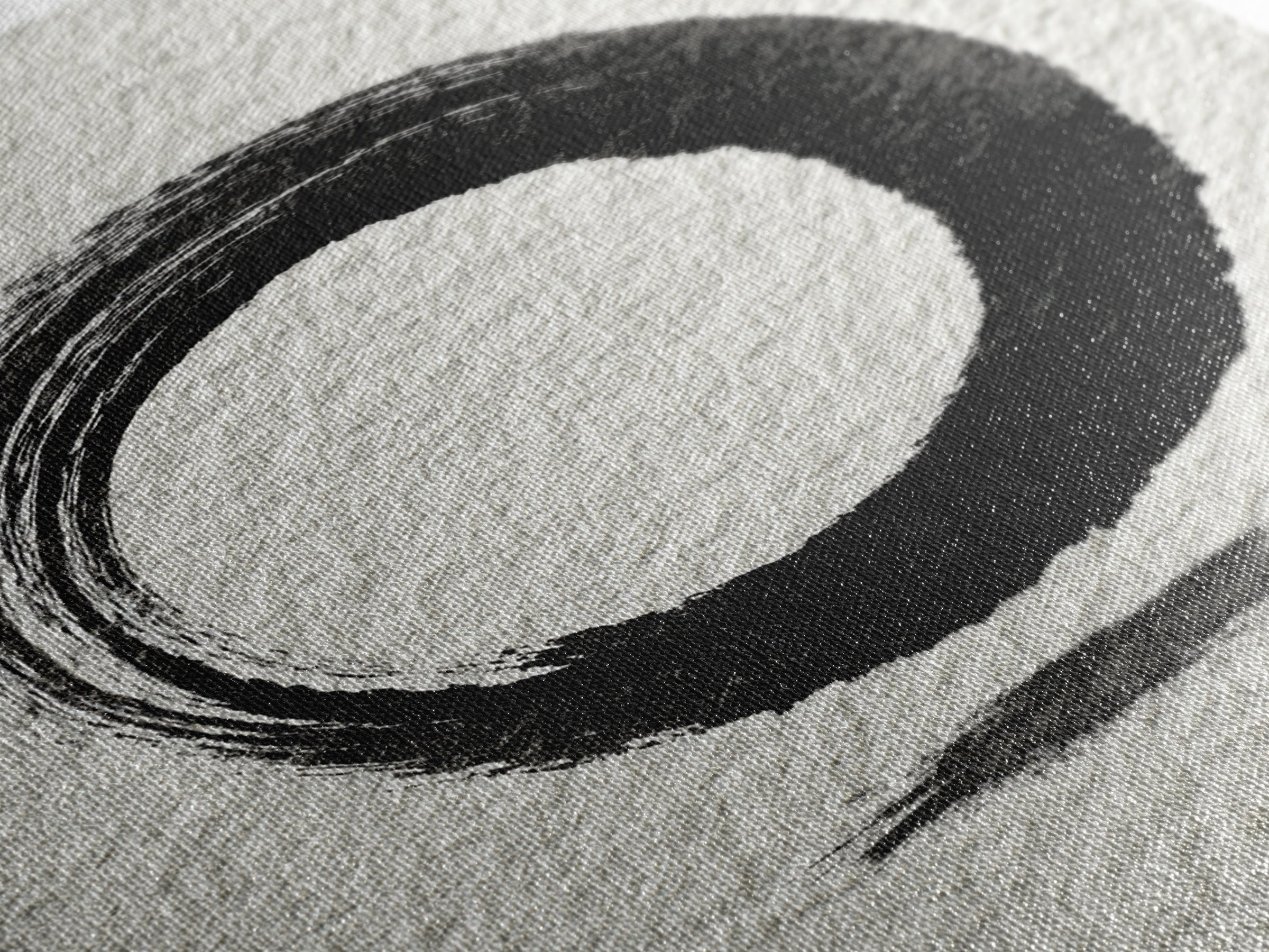 Minimalist Black Ink Circle Zen Enso Brushstroke Wall Art On Textured Paper Abstract Art Framed Canvas Print For Home Office Decor